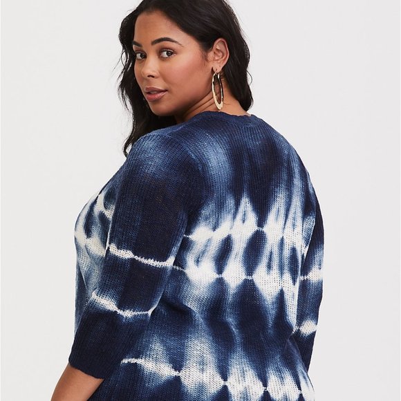 Torrid Blue Tie-Dye Knit Cardigan - Picture 2 of 6